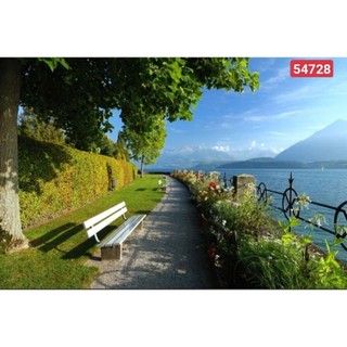 Tranh phong cảnh 3D dán tường phòng khách, phòng làm việc, nhà hàng; tranh in trên chất liệu vải lụa (tặng kèm keo dán)