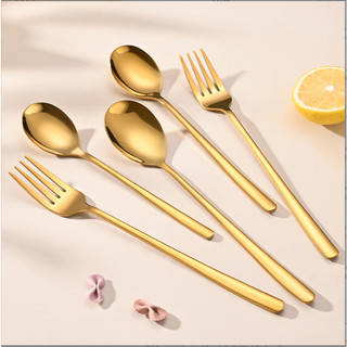 THÌA INOX 304 MẠ TITAN VÀNG KIỂU HÀN QUỐC Miệng Oval Cán Dài Ăn Cơm Sườn Phở Cháo Sang Trọng