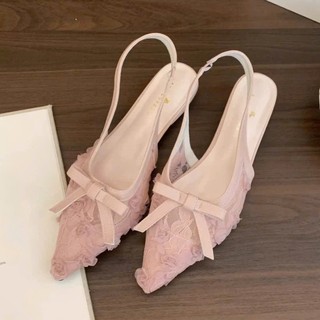 Sục gắn nơ phối ren thêu hoa hồng nổi tiểu thư sang chảnh siêu đẹp MS408