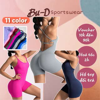 Bộ Đồ Tập Thể Thao Gym, Yoga Nữ Liền Thân Lưng Chéo Chất Dệt Kim Cao Cấp (suit69)