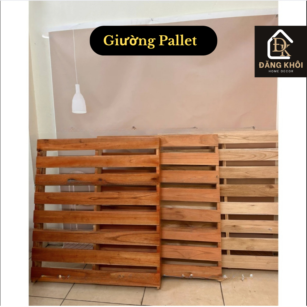 Giường Ngủ Pallet Gỗ Tự Nhiên Cao Cấp Nan Dày, Giường Pallet Gấp Gọn Hở Chân, Gỗ Mới Cao 10cm Từ 2-4 Mảnh - HOMDECOR