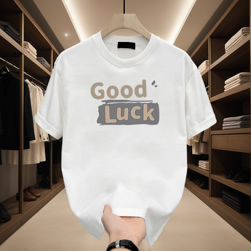 Áo thun nam tay lỡ HappyTee - Áo thun unisex Good Luck May Mắn Chất vải cotton 100 cao cấp