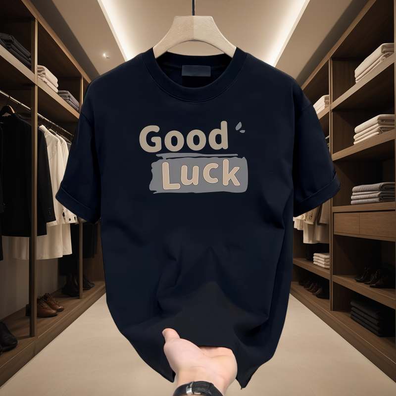 Áo thun nam tay lỡ HappyTee - Áo thun unisex Good Luck May Mắn Chất vải cotton 100 cao cấp