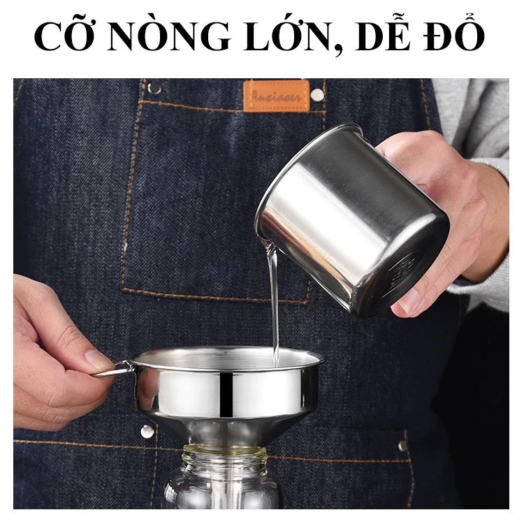 Phễu Inox Đường Kính 10cm - 18cm Miệng Rộng Để Rót Dầu/ Rượu/ Mật Ong Tiện Dụng Cho Nhà Bếp