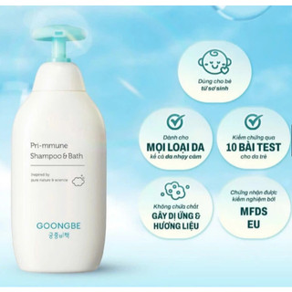 Goongbe Primmune Shampoo N Bath, lotion Goongbe thơm dịu nhẹ an toàn, lành tính cho bé sơ sinh