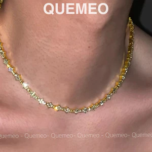 Chocker Kim Cương Vàng Bạc Hip Hop Bộ Trang Sức Unisex Thời Trang Trẻ Trung Cá Tính Từ Thép Không Gỉ