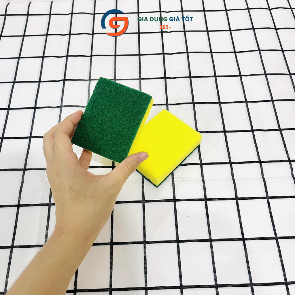Combo 10 miếng rửa chén mút vàng 2 mặt, miếng bọt biển rửa bát chén đa năng ,đồ rửa chén nhà bếp