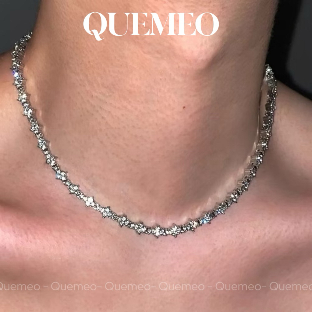 Chocker Kim Cương Vàng Bạc Hip Hop Bộ Trang Sức Unisex Thời Trang Trẻ Trung Cá Tính Từ Thép Không Gỉ
