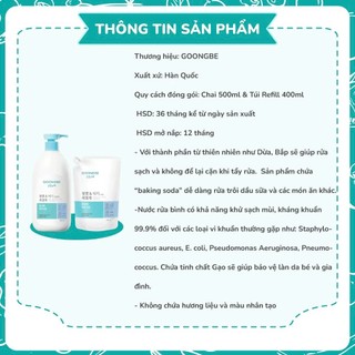Nước rửa bình sữa và chén bát kháng khuẩn an toàn cho bé GOONGBE chính hãng Hàn Quốc 500ml