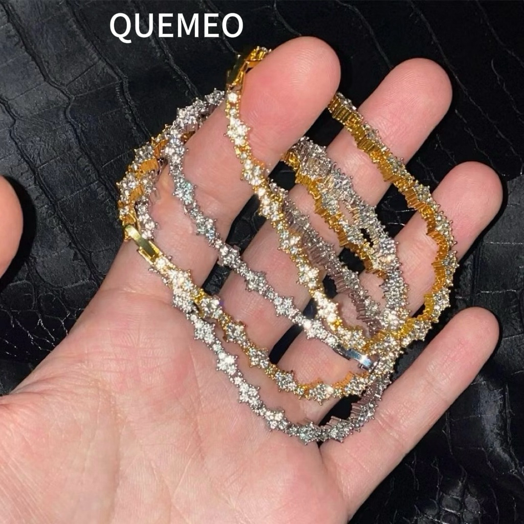 Chocker Kim Cương Vàng Bạc Hip Hop Bộ Trang Sức Unisex Thời Trang Trẻ Trung Cá Tính Từ Thép Không Gỉ