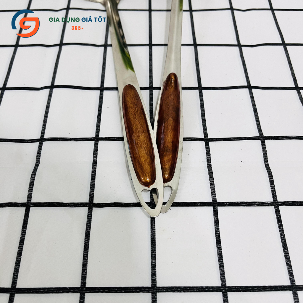 Bộ 2 muôi inox cán giả gỗ chống nóng, muôi múc canh, muôi thủng ăn lẩu
