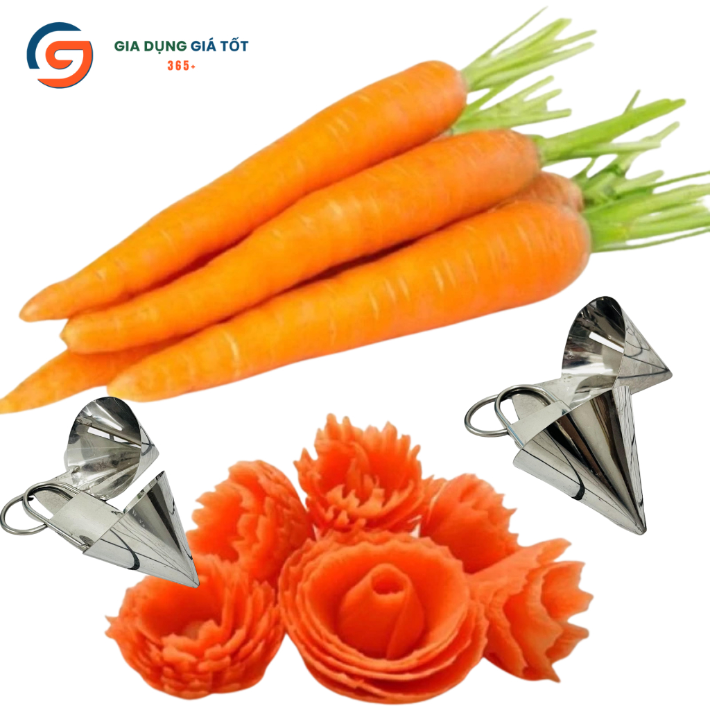 Dụng cụ tỉa hoa cà rốt, khuôn tạo hình hoa rau củ bằng inox, làm hoa trang trí món ăn