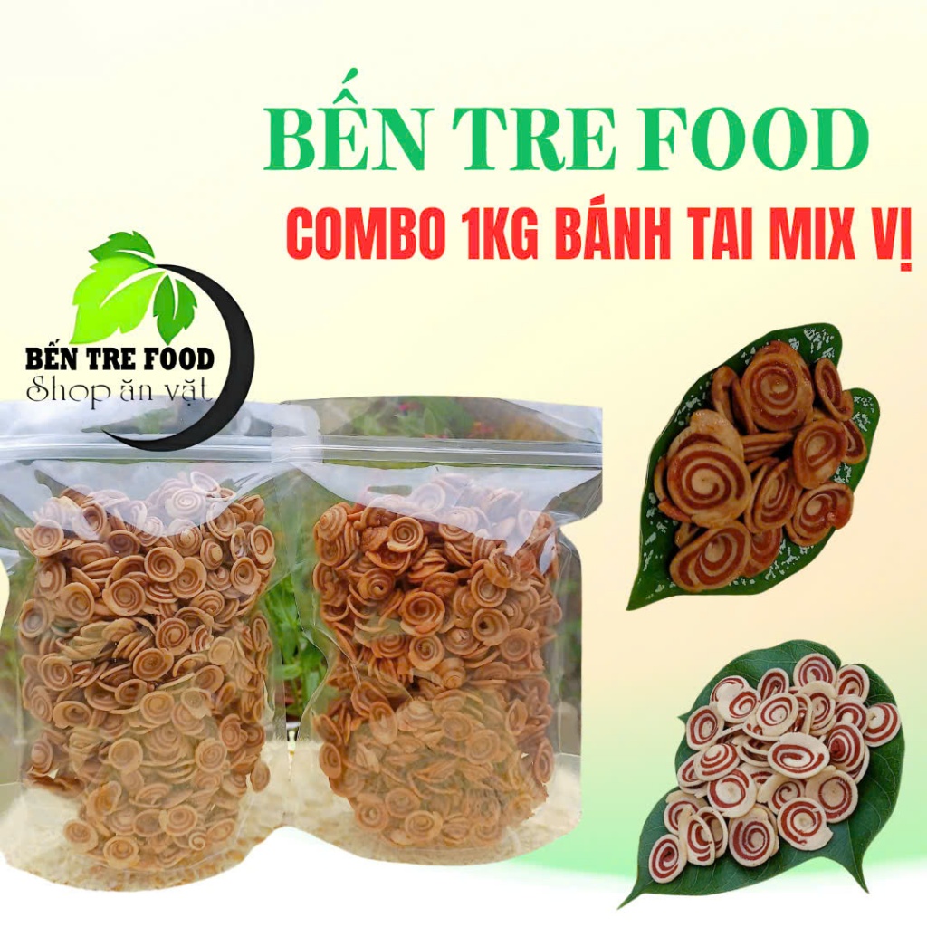 {95K/ KG} Combo 1kg Bánh tai nhí mix vị truyền thống và tỏi ớt