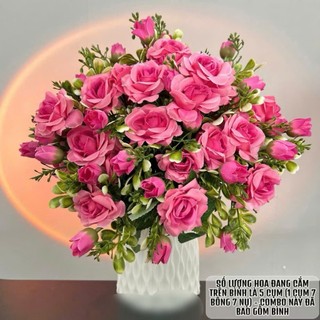 Tặng bình-Combo 5 Cành Hồng Ngoại Rose , Hồng tỉ muội cao cấp RẤT ĐẸP Cao 40cm,6 Hoa,10 Nụ cắm bình hoa,decor nhà cửa