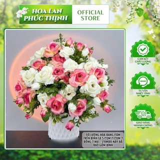 Tặng bình-Combo 5 Cành Hồng Ngoại Rose , Hồng tỉ muội cao cấp RẤT ĐẸP Cao 40cm,6 Hoa,10 Nụ cắm bình hoa,decor nhà cửa