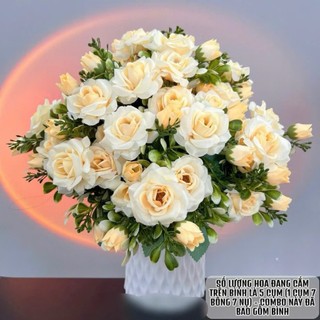 Tặng bình-Combo 5 Cành Hồng Ngoại Rose , Hồng tỉ muội cao cấp RẤT ĐẸP Cao 40cm,6 Hoa,10 Nụ cắm bình hoa,decor nhà cửa
