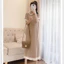 Đầm suông basic nữ tính cute bầu mặc xinh Váy polo dáng dài maxi cổ sen viền bèo trắng cộc tay vintage form rộng T272G