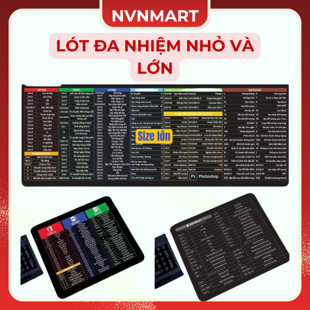 Bàn Di Chuột,Tấm Lót Chuột Cỡ Lớn Phím Tắt Văn Phòng