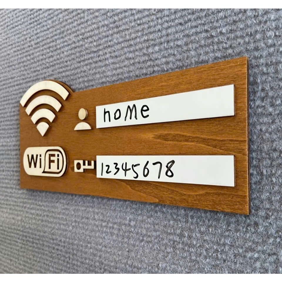 Biển wifi bằng gỗ tự ghi chú
