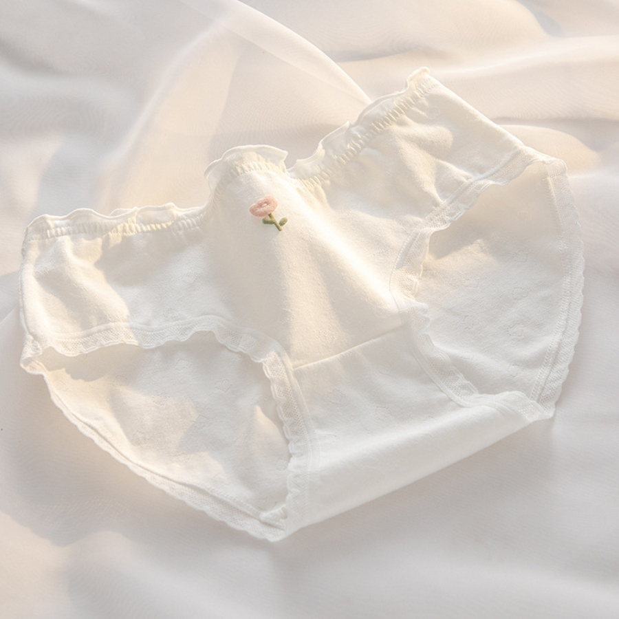 Quần Lót Nữ Lưng Chun Thêu Hoa Màu Basic Dễ Thương DORIS 303