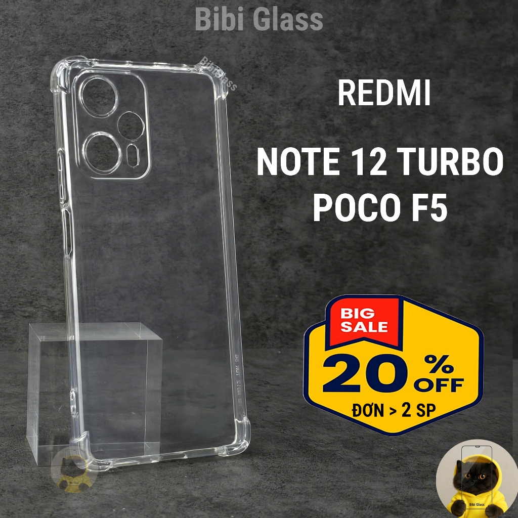Ốp lưng Redmi Note 12 Turbo / Poco F5 silicon trong suốt dẻo cao cấp chống sốc bảo vệ cam điện thoại