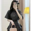Bộ áo kiểu đầm ngắn Set đồ nữ áo sơ mi cộc tay cổ bẻ thêu nơ ngực + Chân váy bèo xòe 2 tầng có quần trong bảo hộ T538G
