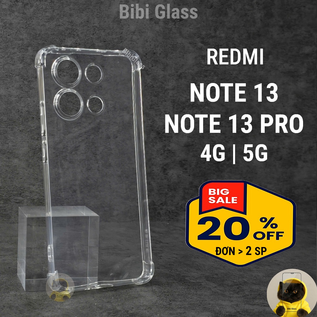 Ốp lưng Redmi Note 13 Pro / Note 13 4G 5G silicon trong suốt dẻo cao cấp chống sốc bảo vệ cam đt