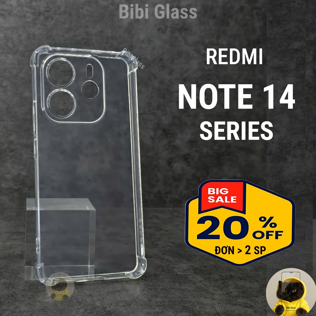 Ốp lưng Redmi Note 14, 14 Pro 4G 5G silicon trong suốt dẻo chống sốc Vỏ bao điện thoại xiaomi