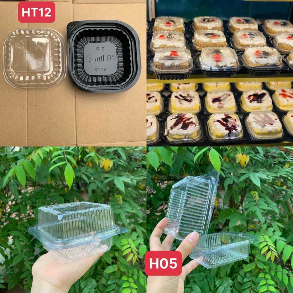 10 Hộp Nhựa Đế Đen HT12 ,H05 (Kèm Nắp) Dùng Một Lần