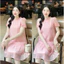 Đầm bầu bánh bèo nữ tính xinh xắn Váy tiểu thư cổ bèo cộc tay bèo dáng suông form rộng chất voan tơ 2 lớp T631G