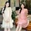 Đầm bầu bánh bèo nữ tính xinh xắn Váy tiểu thư cổ bèo cộc tay bèo dáng suông form rộng chất voan tơ 2 lớp T631G