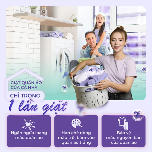 Giấy giặt quần áo chống loang màu hương oải hương Color Catcher Laundry Sheet Lavender (40 miếng)