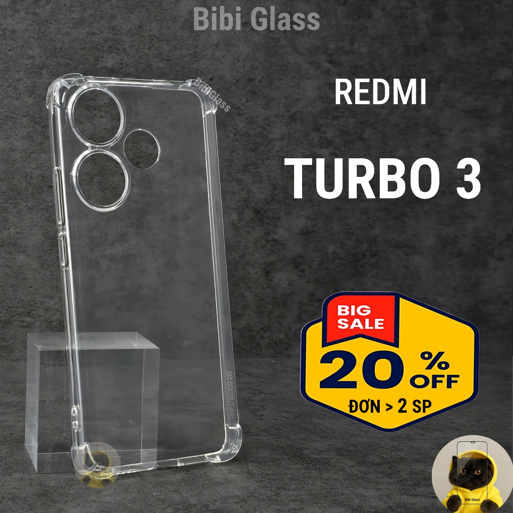 Ốp lưng Redmi turbo 3 nhựa silicon trong suốt dẻo cao cấp chống sốc bảo vệ cam điện thoại toàn diện