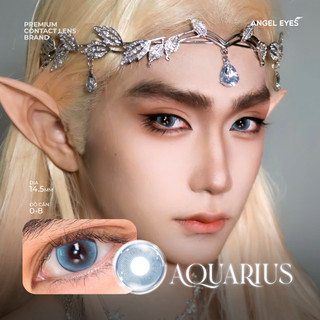 Lens xanh có độ cận 0-8 Aquarius N'Rosa cho mắt thở cao cấp Angel Eyes phân phối, kính giãn tròng xanh có viền 14.5mm