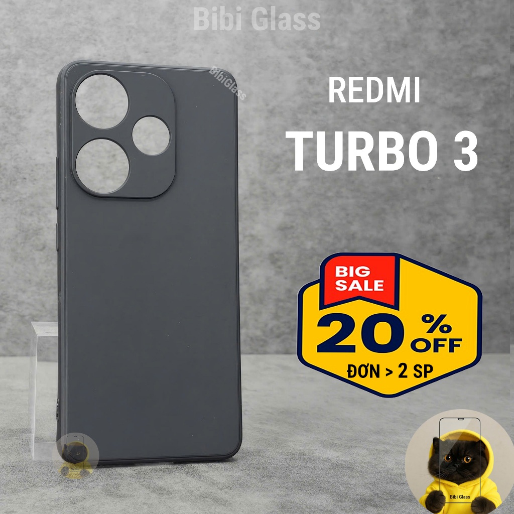 Ốp lưng Redmi turbo 3 nhựa tpu đen cao cấp chống sốc bảo vệ cam điện thoại bibi