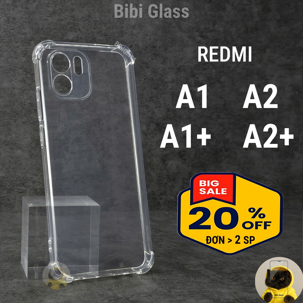 Ốp lưng Redmi A1, A1 Plus, A2, A2 Plus nhựa silicon trong suốt dẻo cao cấp chống sốc viền vuông