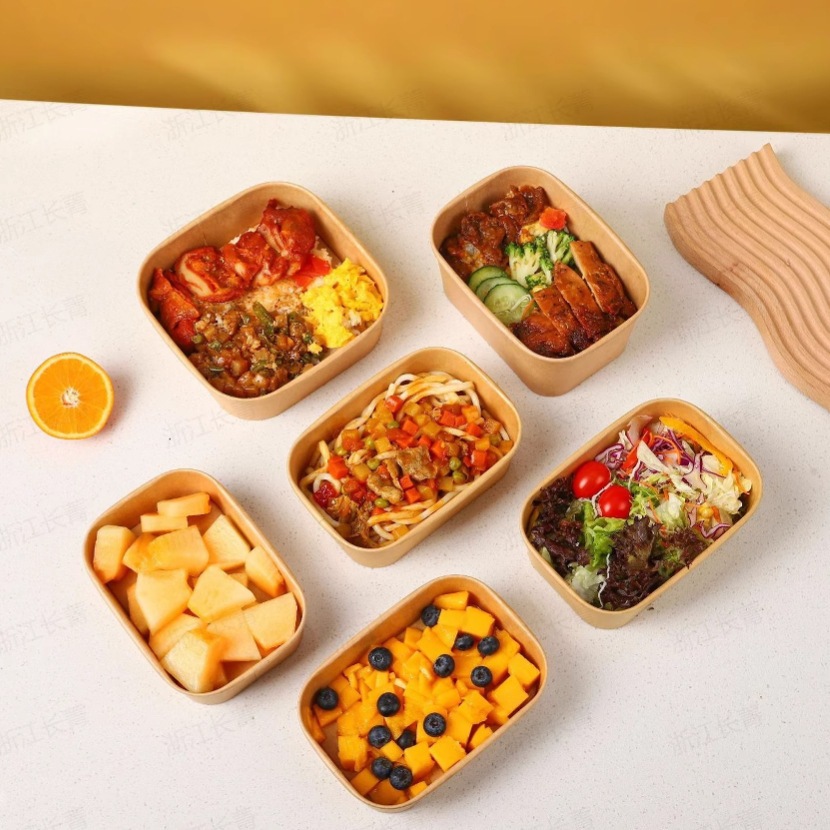 10 Hộp Giấy Tô giấy Kraft chữ nhật kèm nắp đựng bánh tart, bánh kem, hoa quả  - Cup giấy nướng trực tiếp trong lò