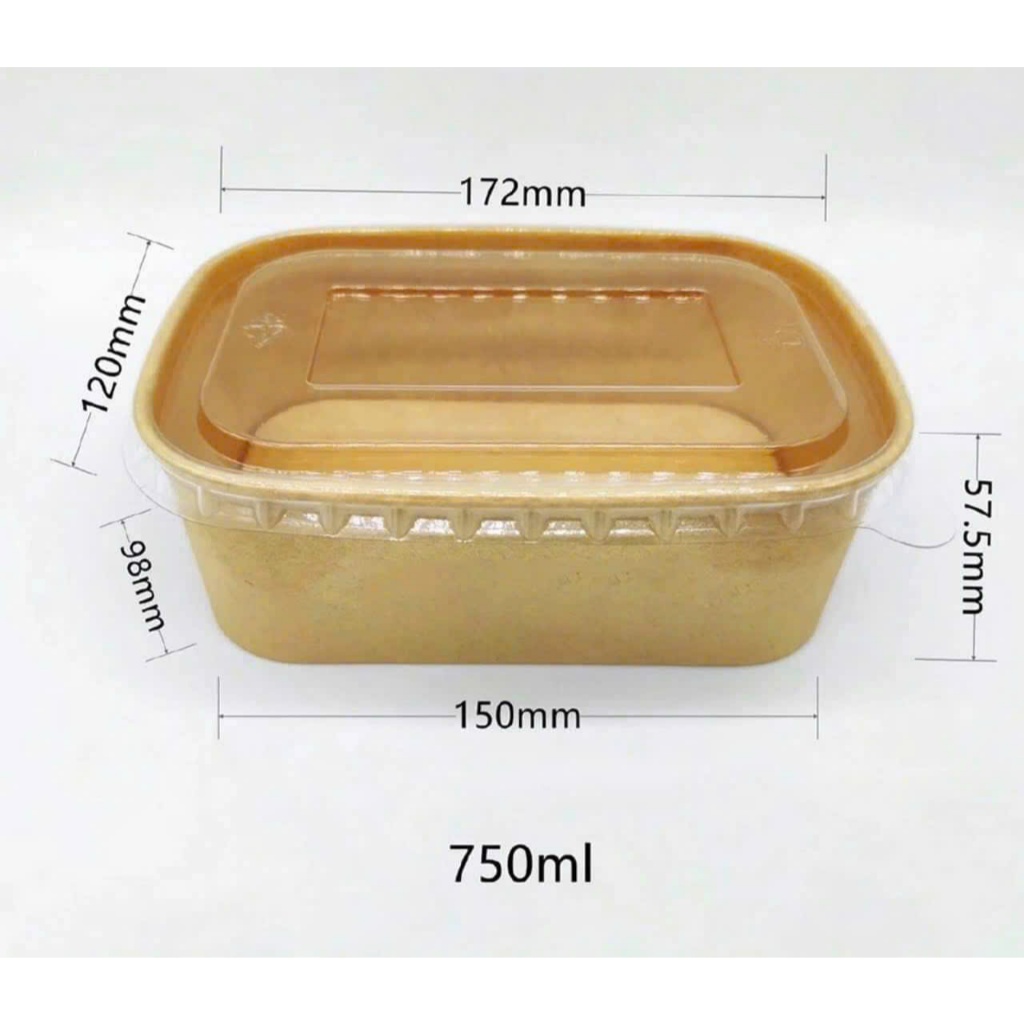 10 Hộp Giấy Tô giấy Kraft chữ nhật kèm nắp đựng bánh tart, bánh kem, hoa quả  - Cup giấy nướng trực tiếp trong lò