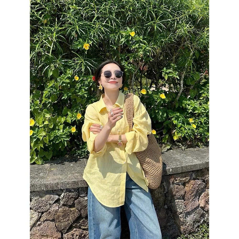 𝗦𝗲𝘂𝗹 - Áo Linen Sơ Mi Dáng Basic