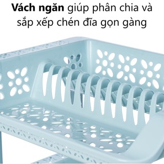 Kệ úp chén đĩa 2 tầng 3 tầng Việt Nhật có khe cắm dĩa và khay hứng nước tiện lợi ms: 5595-2, 5595-3