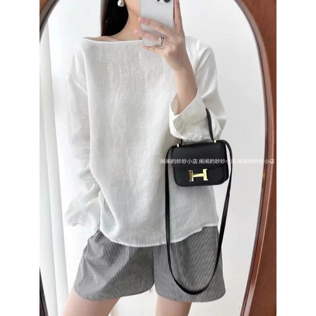 𝗡𝘂 - Áo Linen Cổ Thuyền Tay Dài BEELY