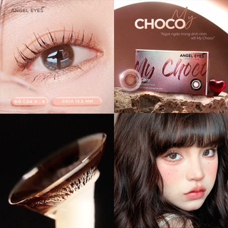 Lens nâu có độ cận MY CHOCO hiệu Angel Eyes có độ từ 0 - 8 độ, dòng kính áp tròng nâu tự nhiên phù hợp đeo hằng ngày