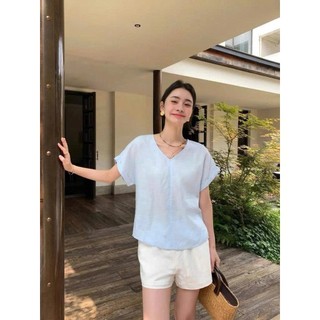 𝗚𝘂𝗺𝗶 𝗕𝗮𝘀𝗶𝗰 𝗟𝗶𝗻𝗲𝗻  A04 - | LY LINEN | Áo Linen cổ V