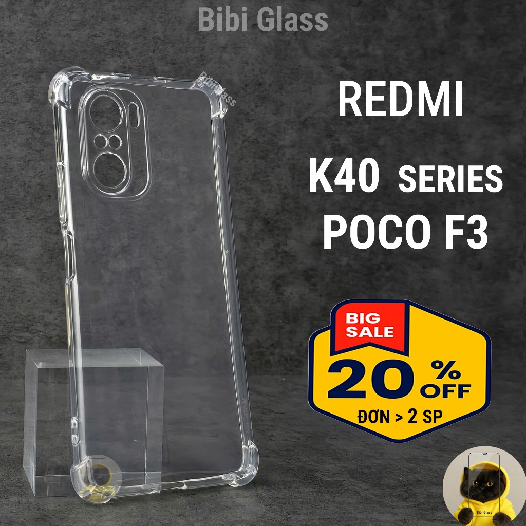 Ốp lưng POCO F3 / Redmi K40 / K40 Gaming / Pro silicon trong suốt dẻo cao cấp chống sốc viền vuông