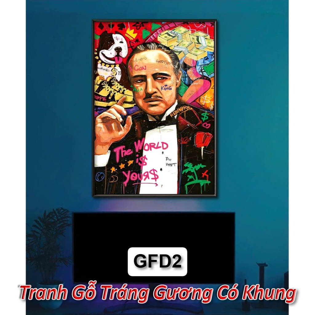 Tranh Gỗ Có Khung Nghệ Thuật Hiện Đại Phong Cách Graffiti Graffiti Pop Art – Tráng Gương Cao Cấp, Decor Cực Chất