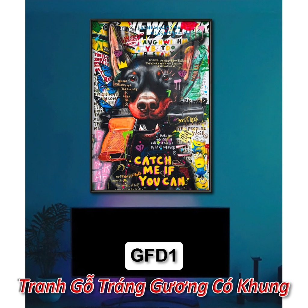 Tranh Gỗ Có Khung Nghệ Thuật Hiện Đại Phong Cách Graffiti Graffiti Pop Art – Tráng Gương Cao Cấp, Decor Cực Chất