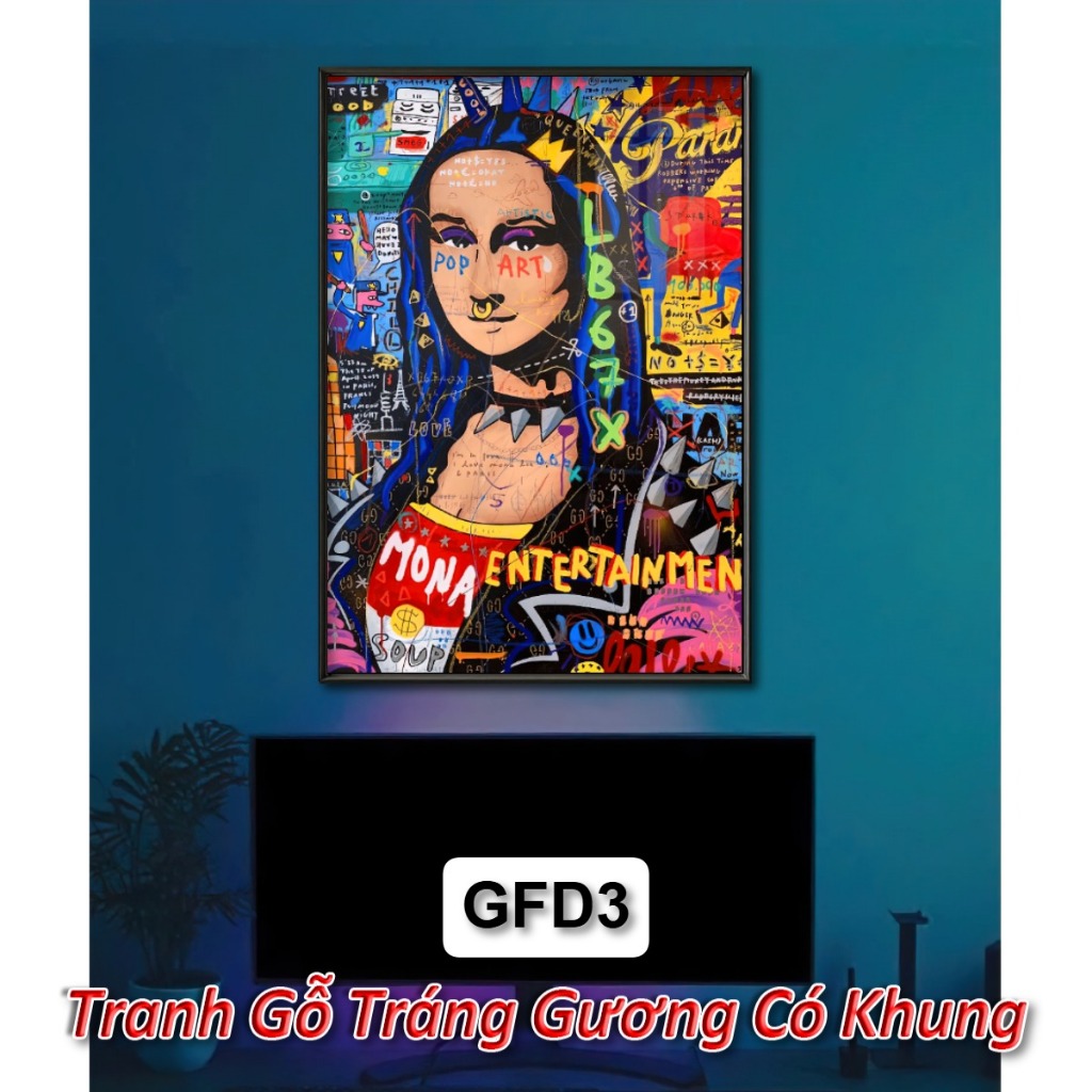Tranh Gỗ Có Khung Nghệ Thuật Hiện Đại Phong Cách Graffiti Graffiti Pop Art – Tráng Gương Cao Cấp, Decor Cực Chất