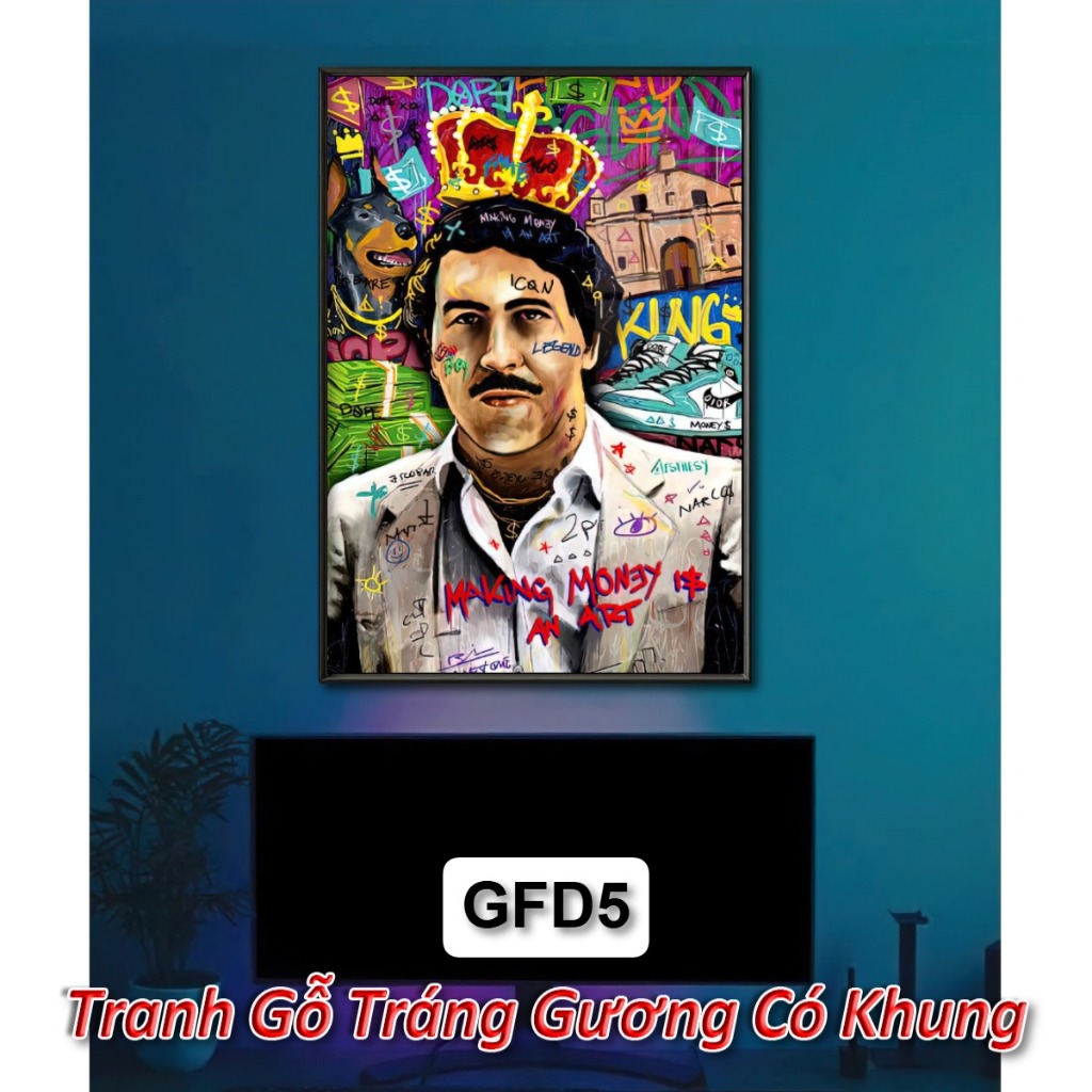 Tranh Gỗ Có Khung Nghệ Thuật Hiện Đại Phong Cách Graffiti Graffiti Pop Art – Tráng Gương Cao Cấp, Decor Cực Chất