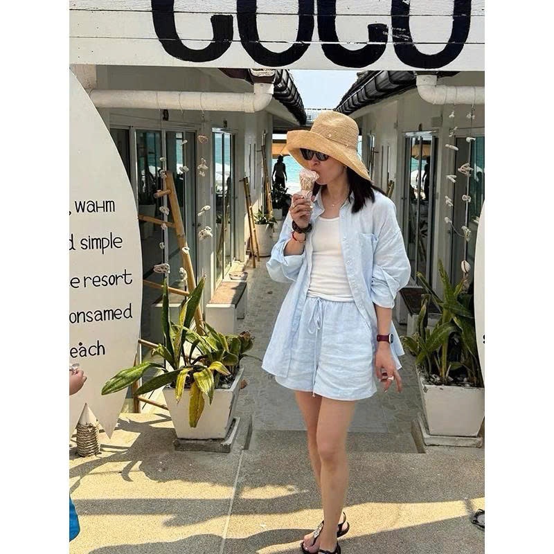 𝗖𝗶𝗰𝗶 𝗦𝗲𝘁 - Set Linen sơ mi quần short BEELY