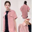 Áo unisex basic phối khoác ngoài bigsize Áo sơ mi cộc tay nam nữ form rộng oversize chất nhung tăm dày T1061G